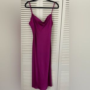 Express Pink Satin Midi Dress